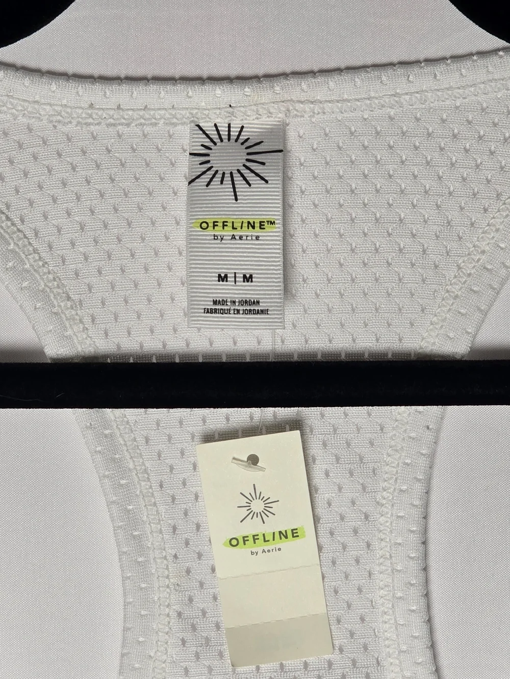 NWT OFFLINE White Mesh Racerback Crop Tank with Yellow & Pink Graphic Weekend, M - Picture 3 of 7